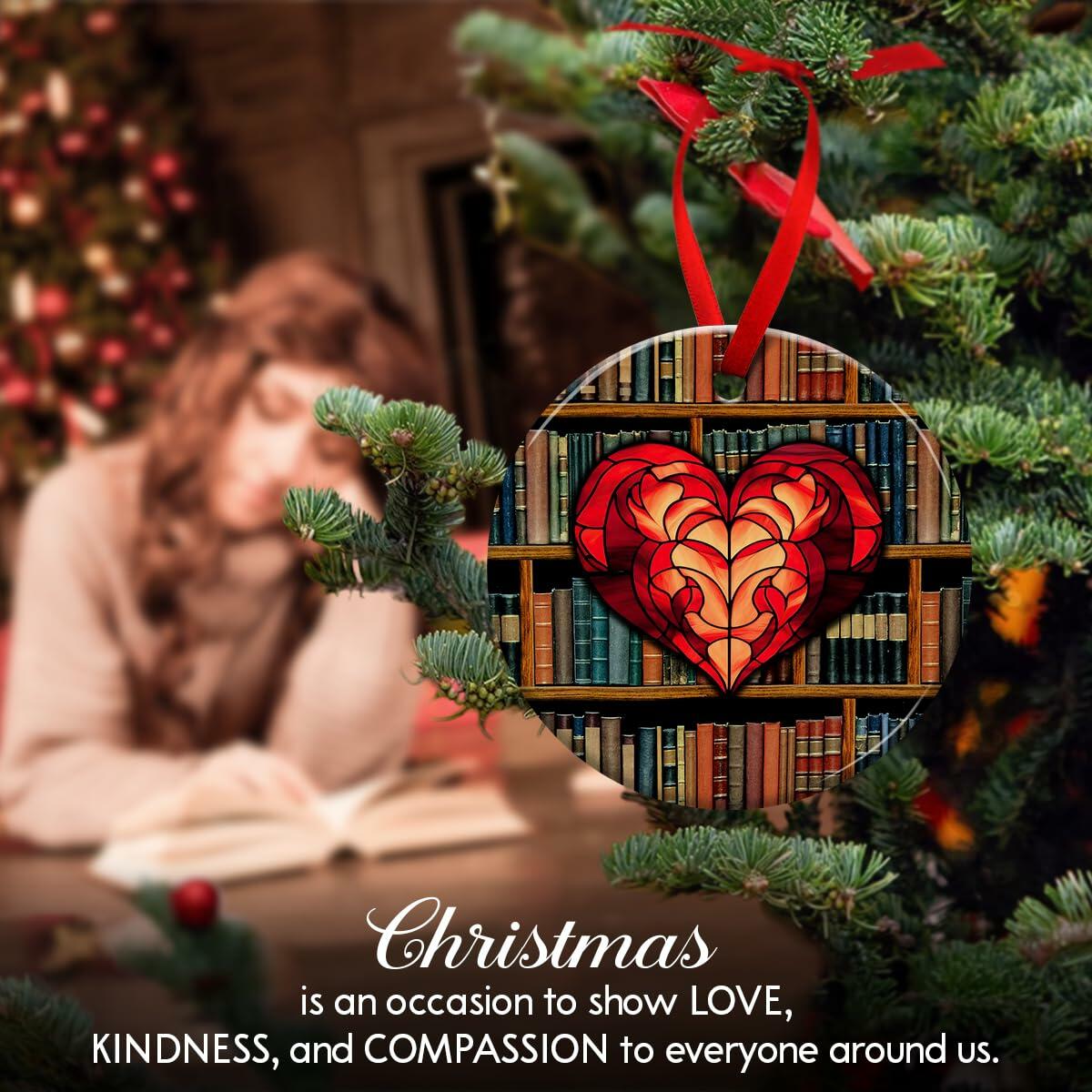 Adorno navideño de libro de cerámica Kilyhome multicolor para amantes de los libros