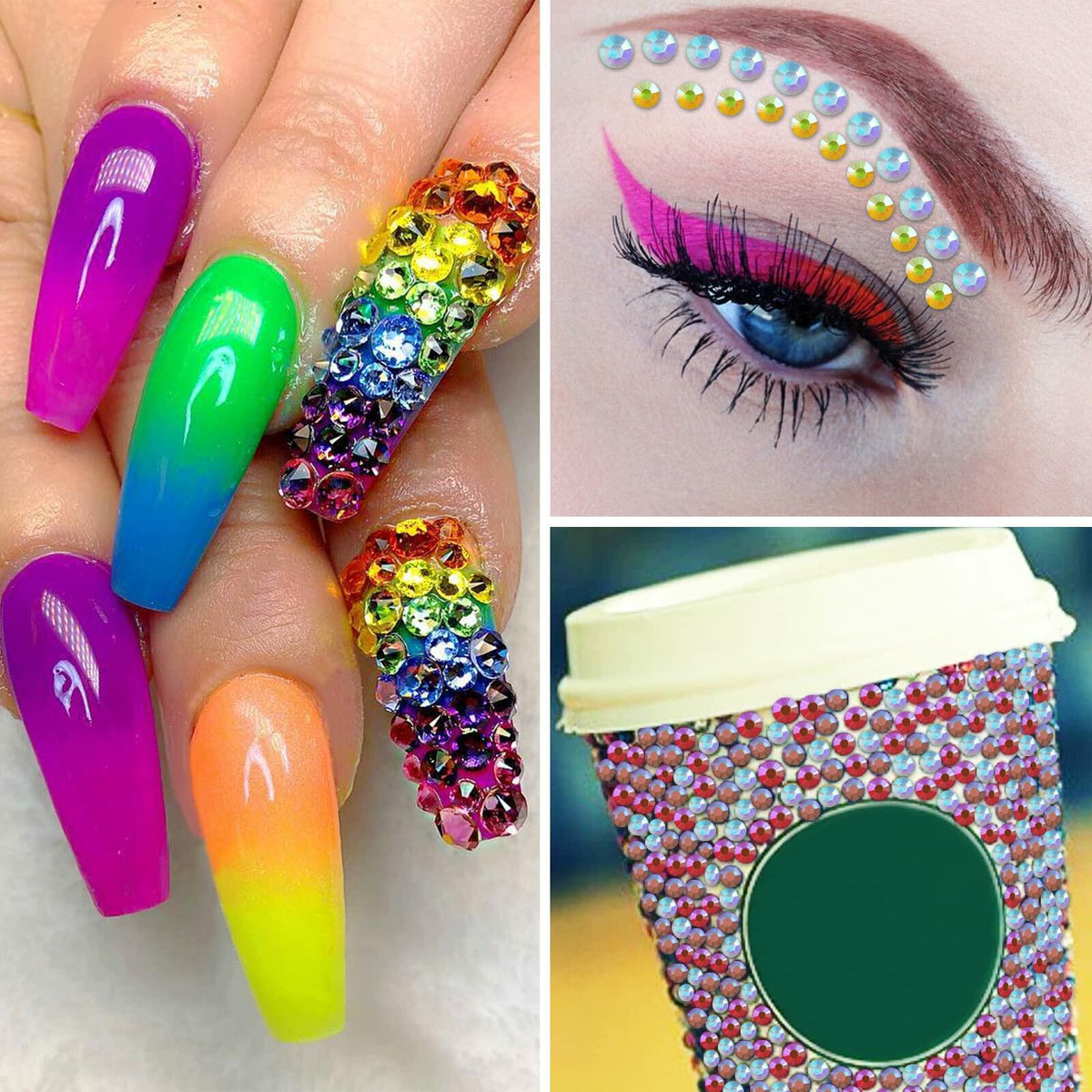 3000 piezas de gemas para manualidades, tipo jelly AB y rosa transparente, con base plana, de 4 mm