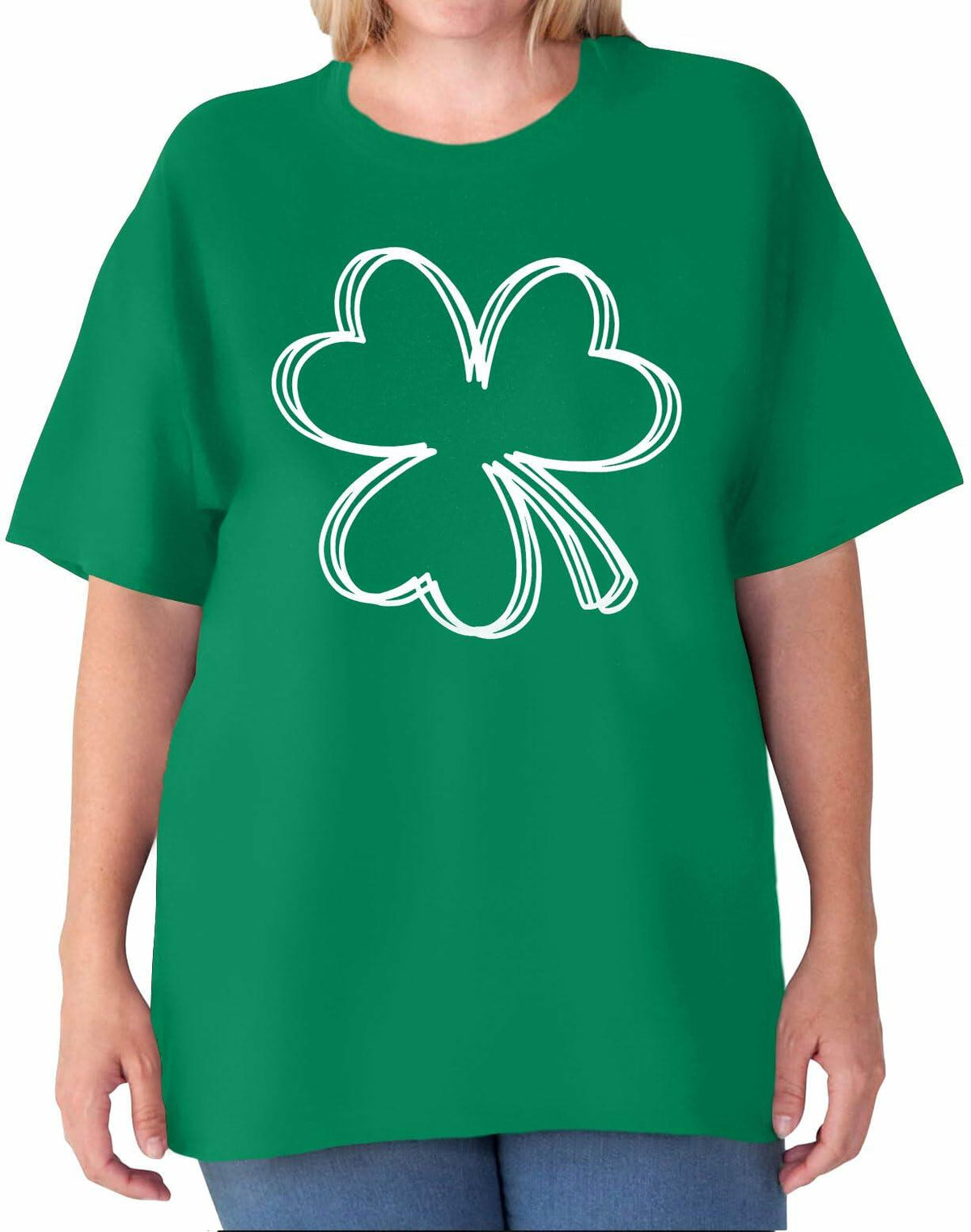 Camiseta de trébol de la suerte para mujer, talla grande, San Patricio, color verde, XL