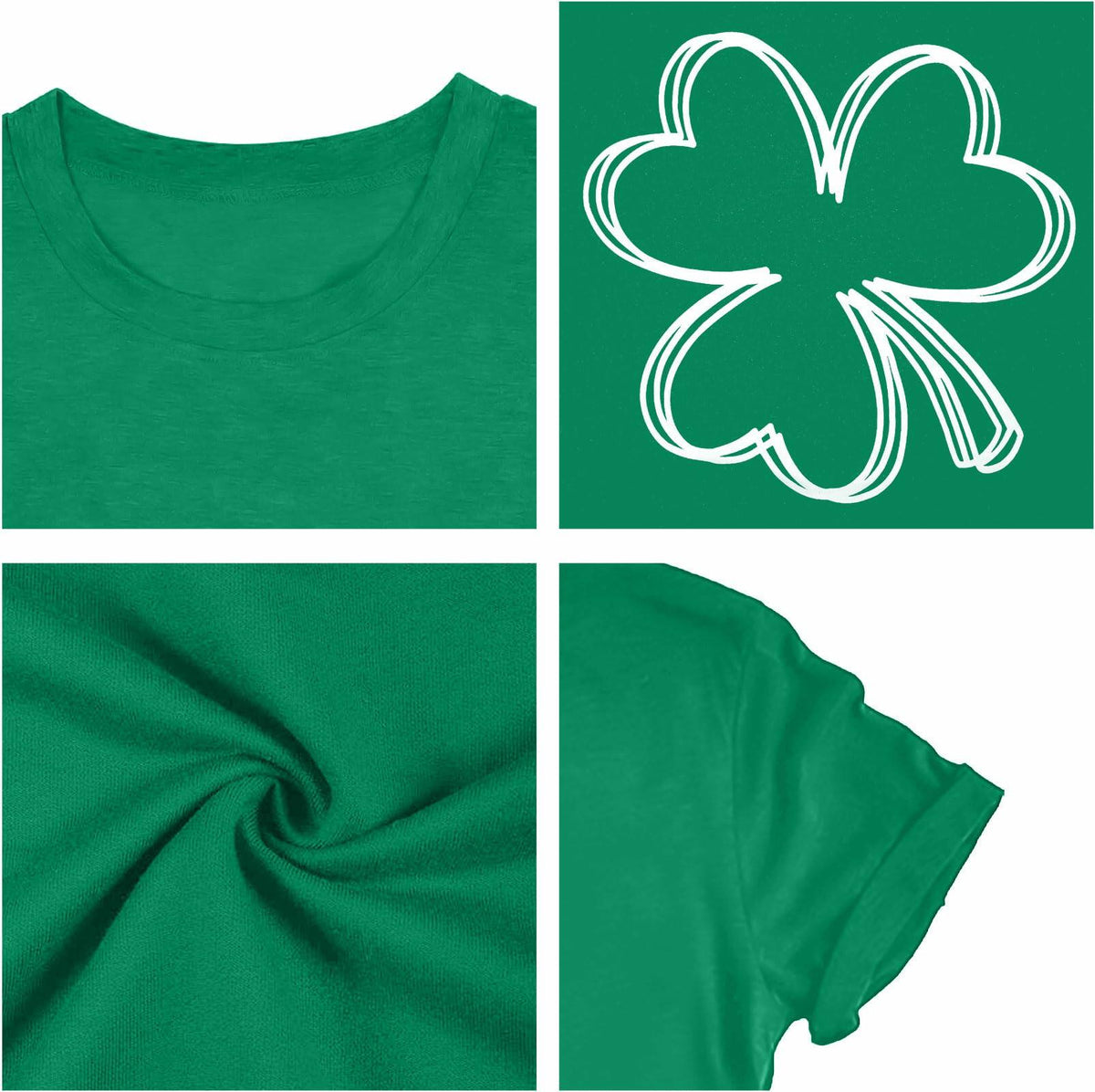 Camiseta de trébol de la suerte para mujer, talla grande, San Patricio, color verde, XL