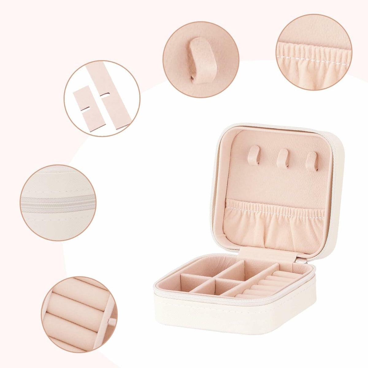 Joyero pequeño y portátil Sincerez para anillos y collares
