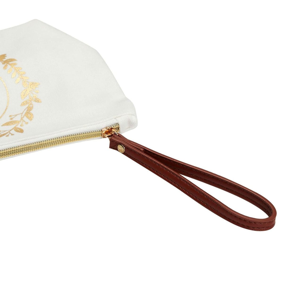 Neceser personalizado Glamlily con inicial I en dorado, color blanco, 10x3x6 pulgadas