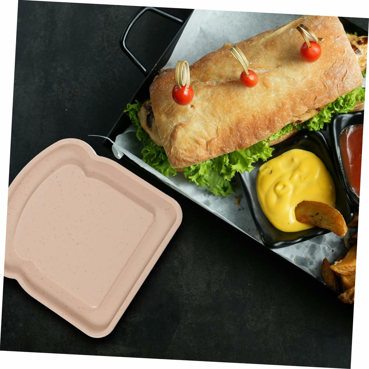ABOOFAN 4 recipientes de plástico para sándwich con forma de tostada con tapa para almacenamiento de alimentos