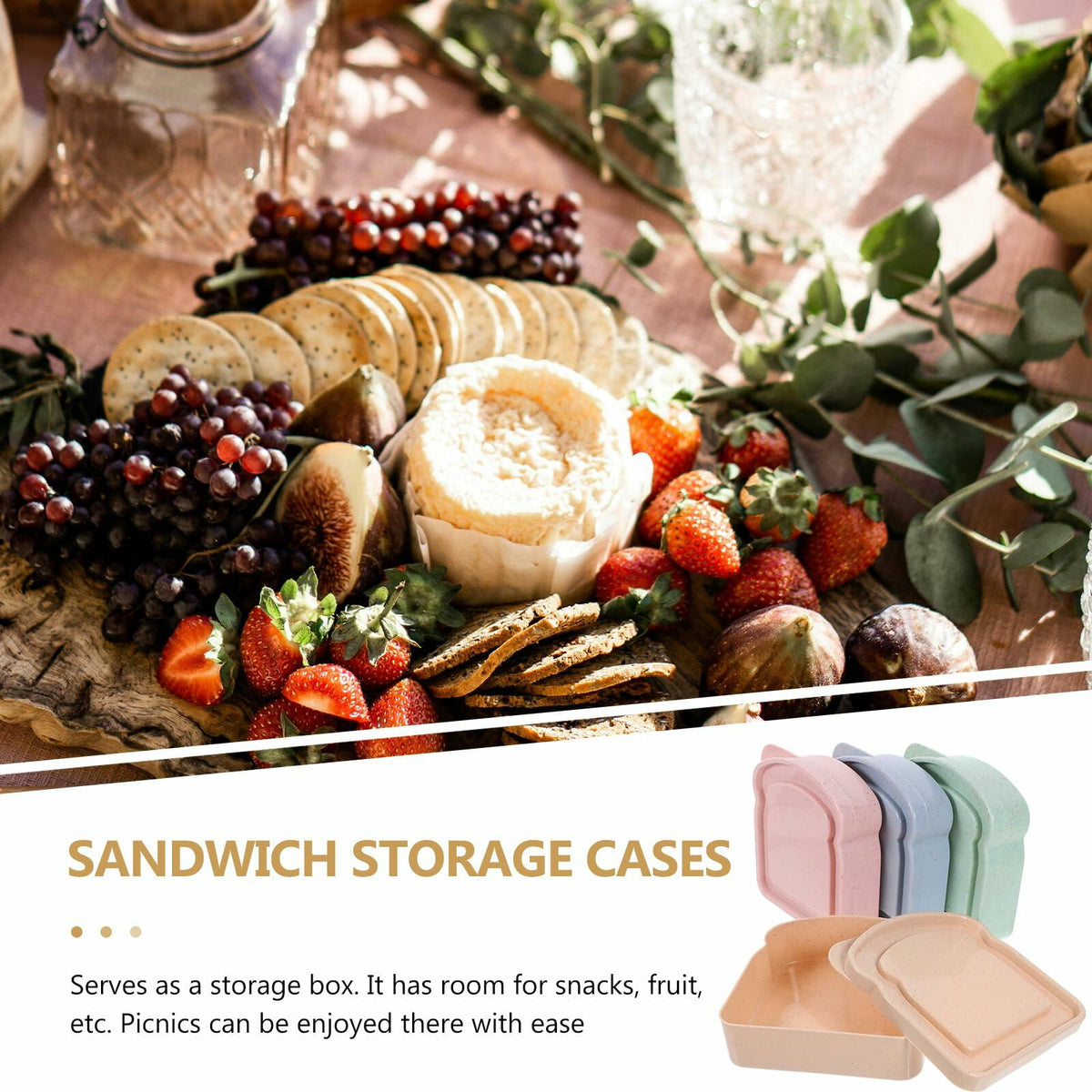 ABOOFAN 4 recipientes de plástico para sándwich con forma de tostada con tapa para almacenamiento de alimentos