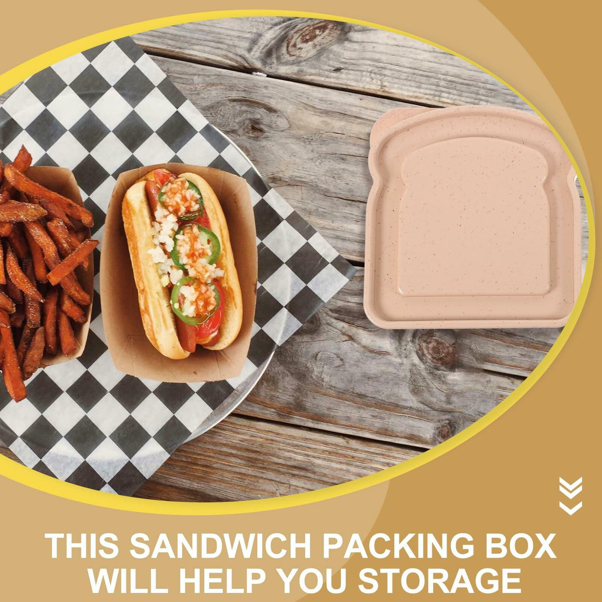 ABOOFAN 4 recipientes de plástico para sándwich con forma de tostada con tapa para almacenamiento de alimentos