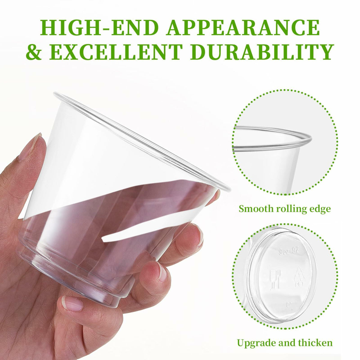 WELLIFE Vasos de plástico transparente de 9 oz, paquete de 200, vasos desechables para fiesta, vino y bebidas frías