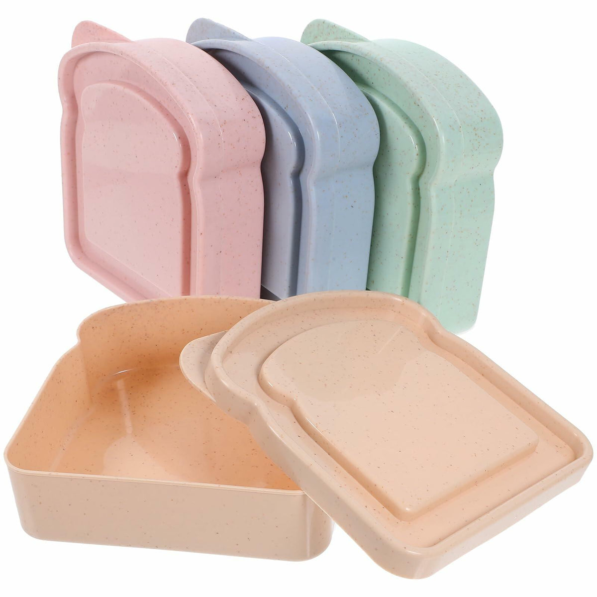 ABOOFAN 4 recipientes de plástico para sándwich con forma de tostada con tapa para almacenamiento de alimentos