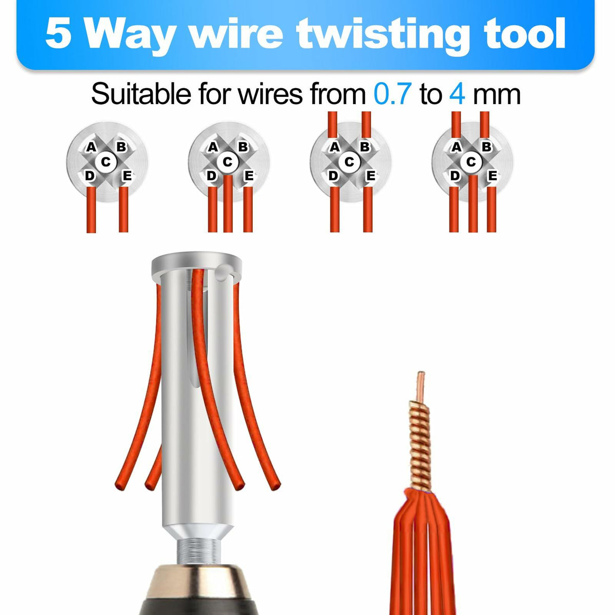 Herramienta para trenzar cables Bvdfgk para taladro, 3 piezas, pelacables eléctrico de 3 y 5 vías