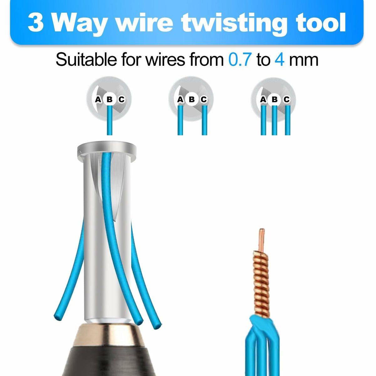 Herramienta para trenzar cables Bvdfgk para taladro, 3 piezas, pelacables eléctrico de 3 y 5 vías