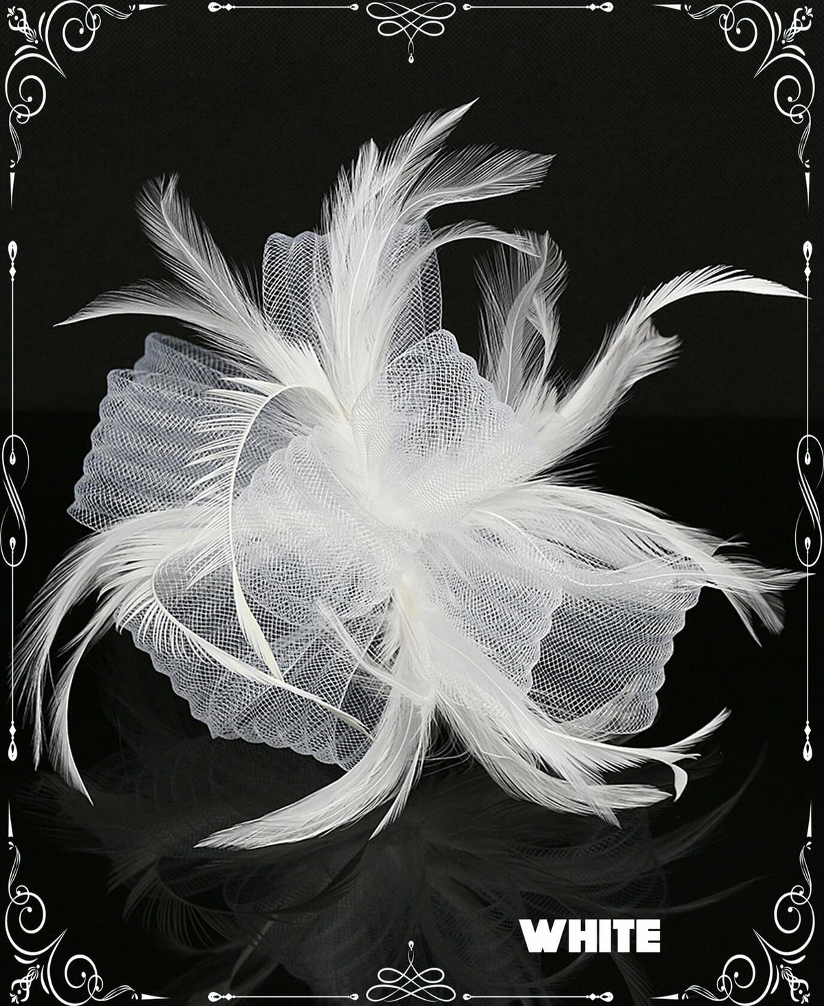 Diadema con clip tipo fascinador vintage para Derby Kidukso, color blanco