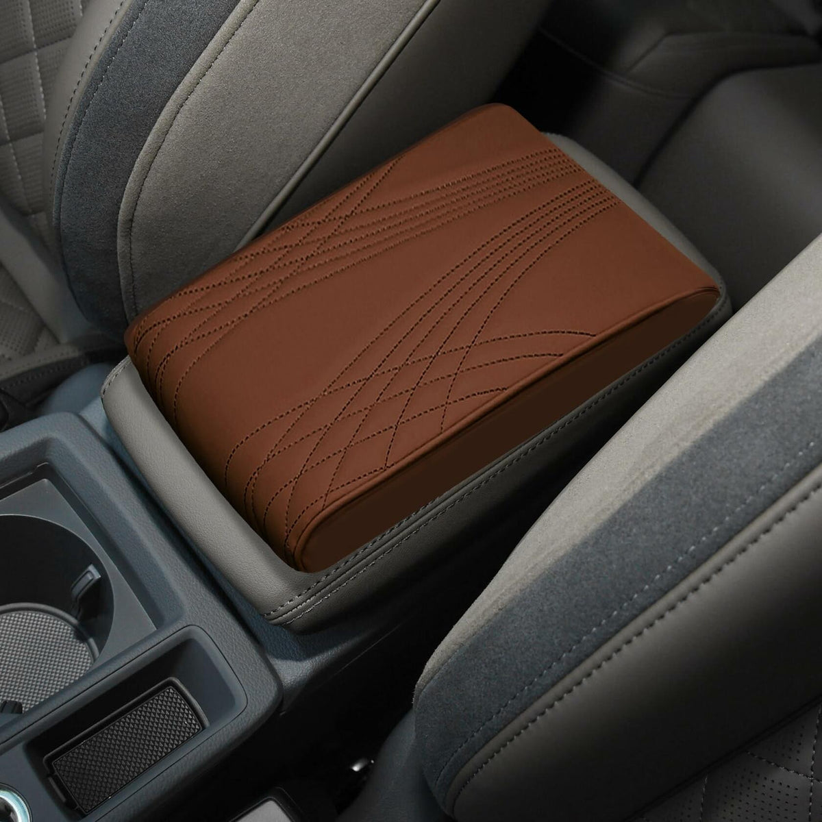 Funda de cuero con espuma viscoelástica para consola central de coche RGOAANC, universal, 12.6x8.5