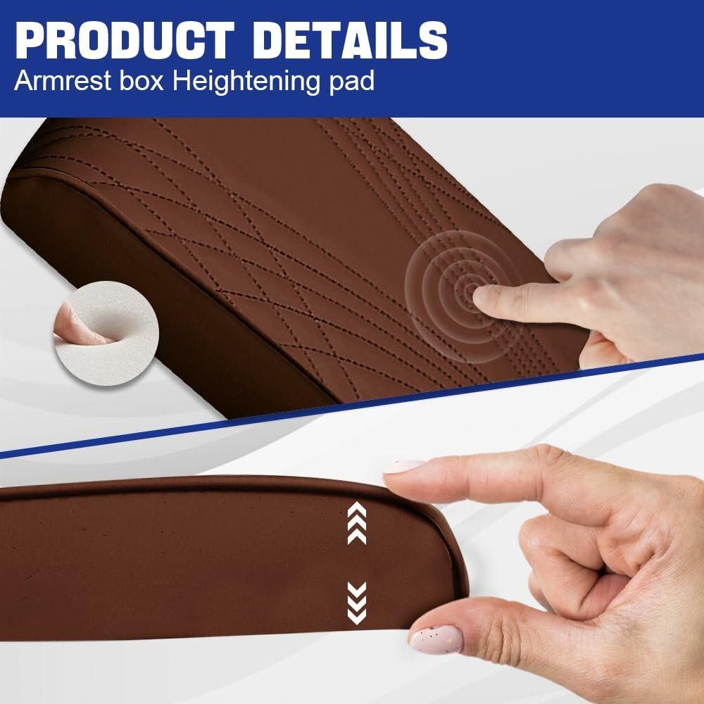 Funda de cuero con espuma viscoelástica para consola central de coche RGOAANC, universal, 12.6x8.5