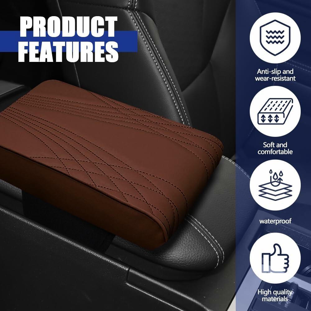 Funda de cuero con espuma viscoelástica para consola central de coche RGOAANC, universal, 12.6x8.5