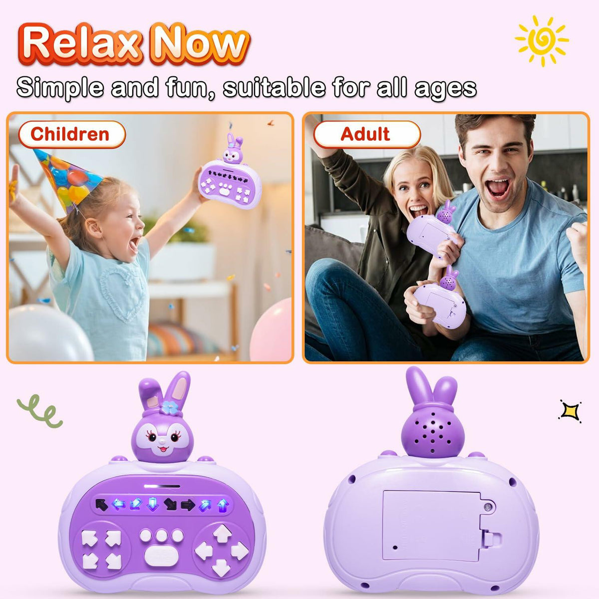Juguete educativo Máquina de baile Rhythm Master portátil conejo morado para niños de 3 a 12 años