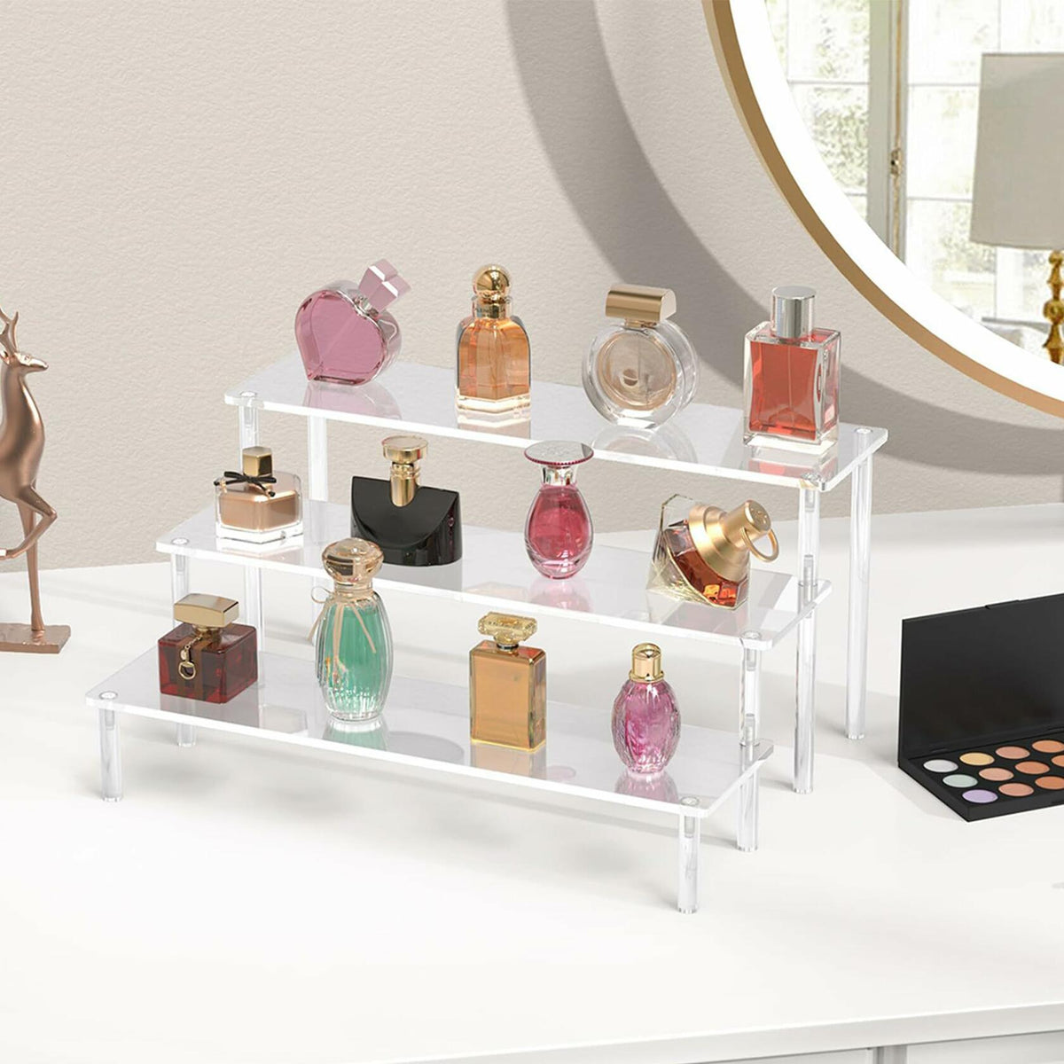 TECHSHARE Clear Acrylic 3-Tier Display Stand Organizer Transparent