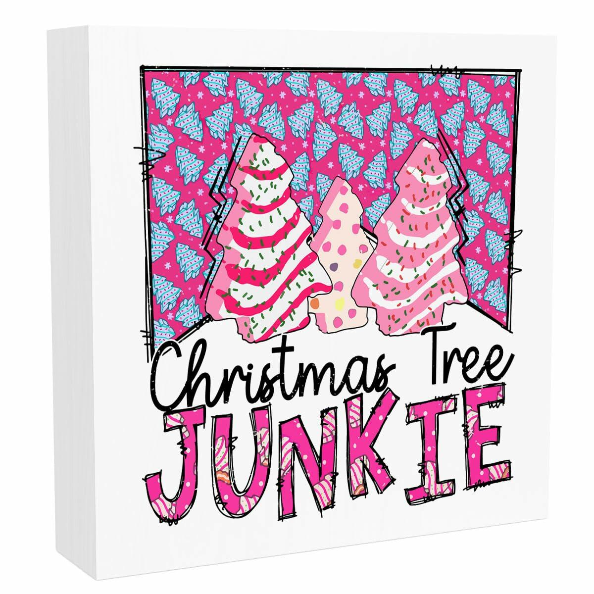 Decoraciones navideñas para árbol color rosa, divertido adorno de Feliz Navidad, 5x5 pulgadas