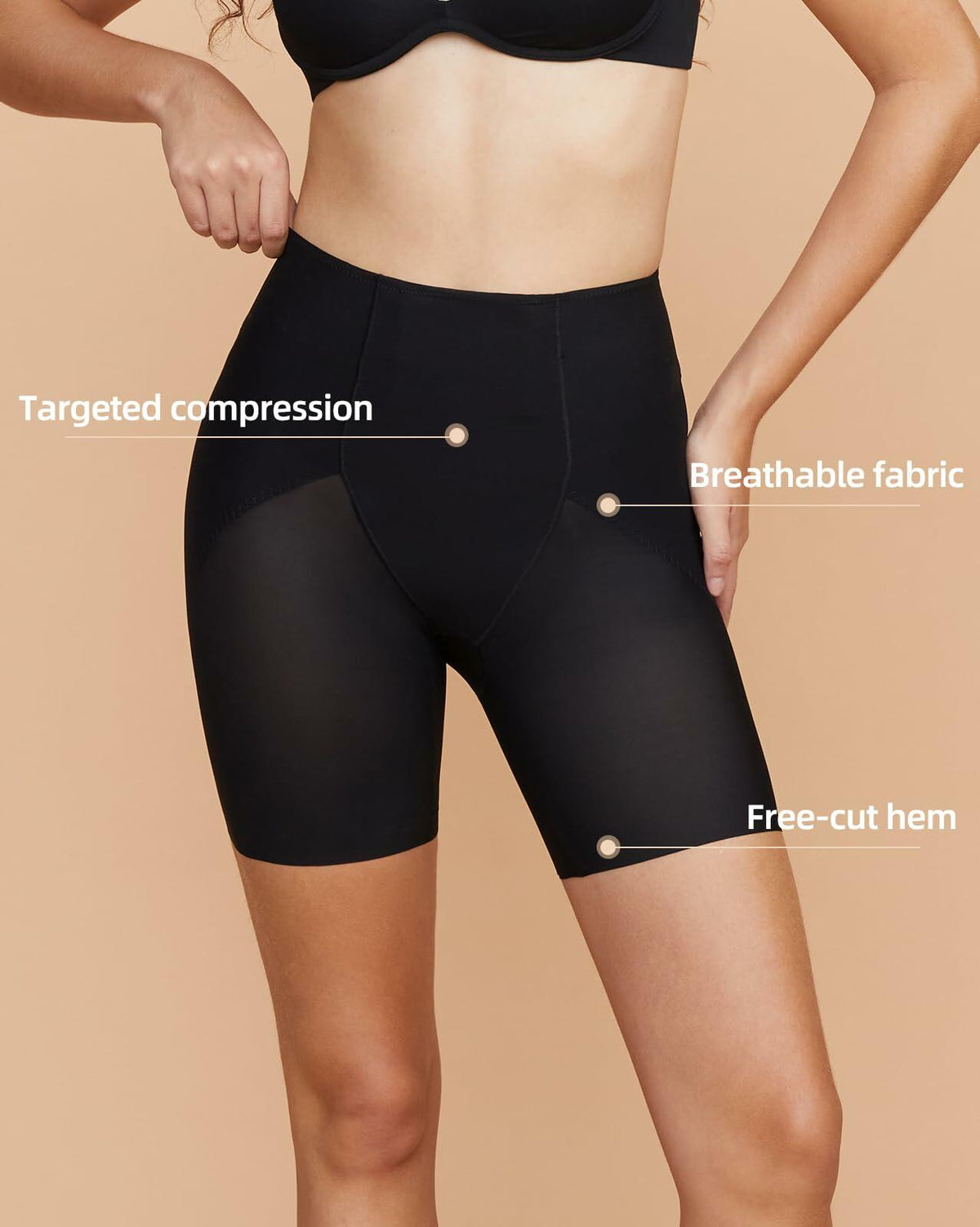 Shorts moldeadores con efecto levantacola Zoe Jacobs, control de abdomen, negro, XL