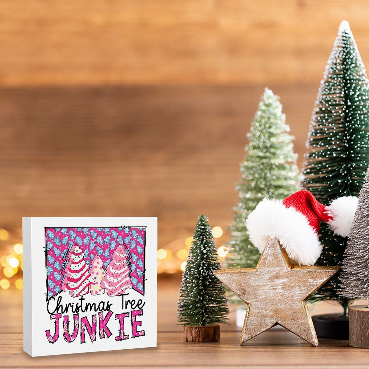Decoraciones navideñas para árbol color rosa, divertido adorno de Feliz Navidad, 5x5 pulgadas