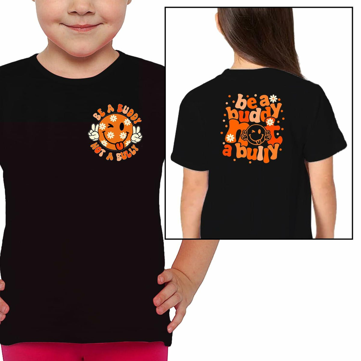 Camiseta para niños contra el acoso escolar, día de la unidad, camisa con mensaje de bondad, talla 4T, negra