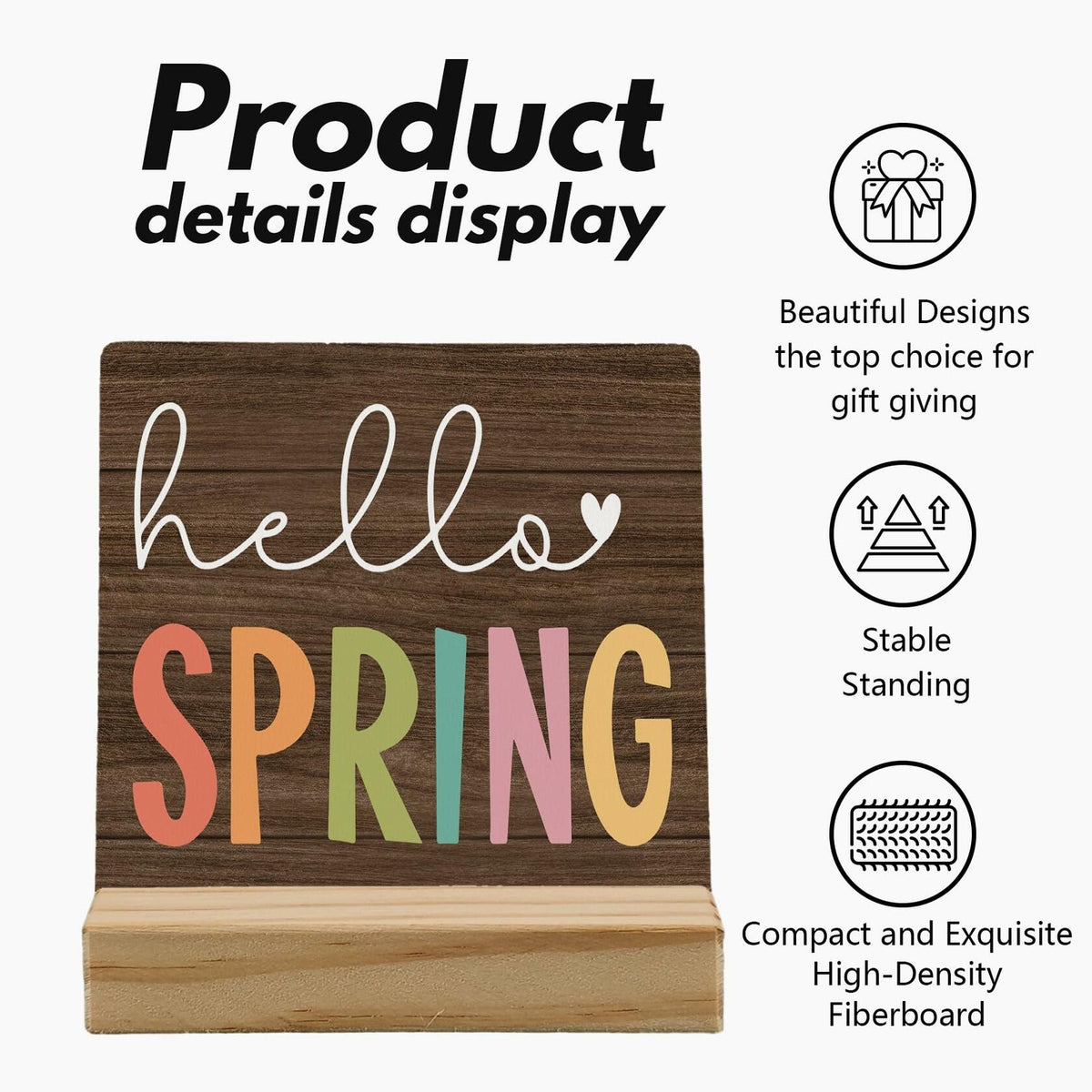 ANIANG Letrero decorativo de madera rústica con soporte para dar la bienvenida a la primavera, estilo granja