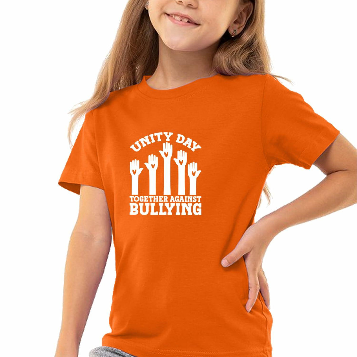 Camiseta de "Youth Unity Day" con corazón y arcoíris, mensaje contra el acoso escolar, talla 12