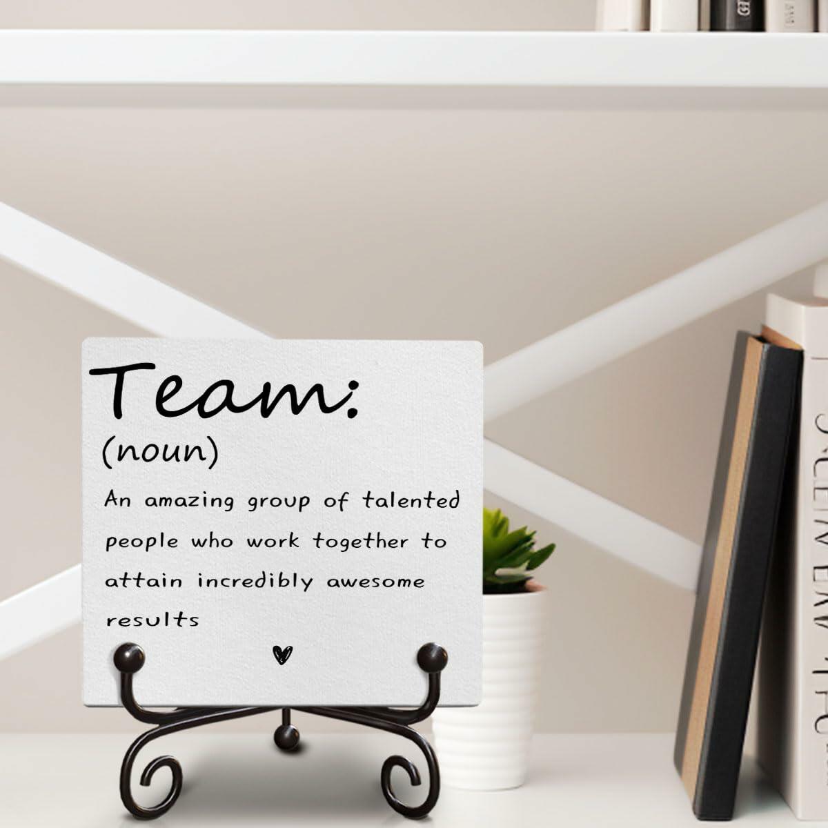 Letrero de madera con soporte para equipo motivacional, estilo rústico, 5x5 pulgadas
