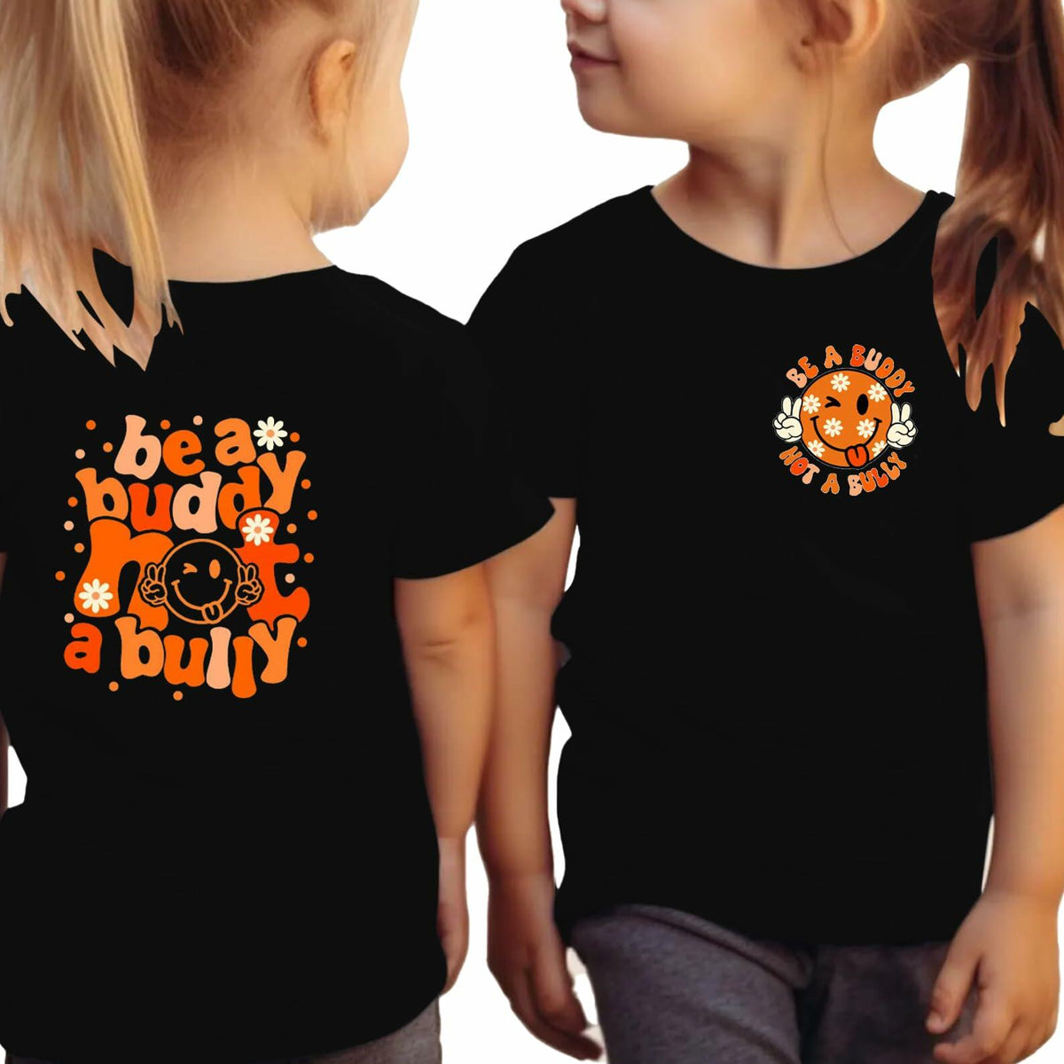Camiseta para niños contra el acoso escolar, día de la unidad, camisa con mensaje de bondad, talla 4T, negra
