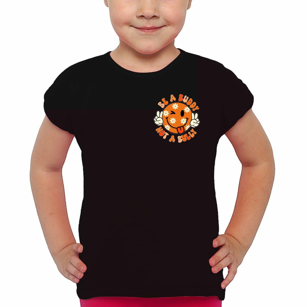 Camiseta para niños contra el acoso escolar, día de la unidad, camisa con mensaje de bondad, talla 4T, negra