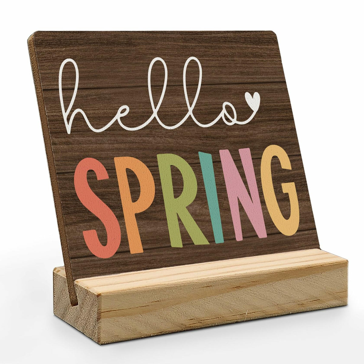 ANIANG Letrero decorativo de madera rústica con soporte para dar la bienvenida a la primavera, estilo granja