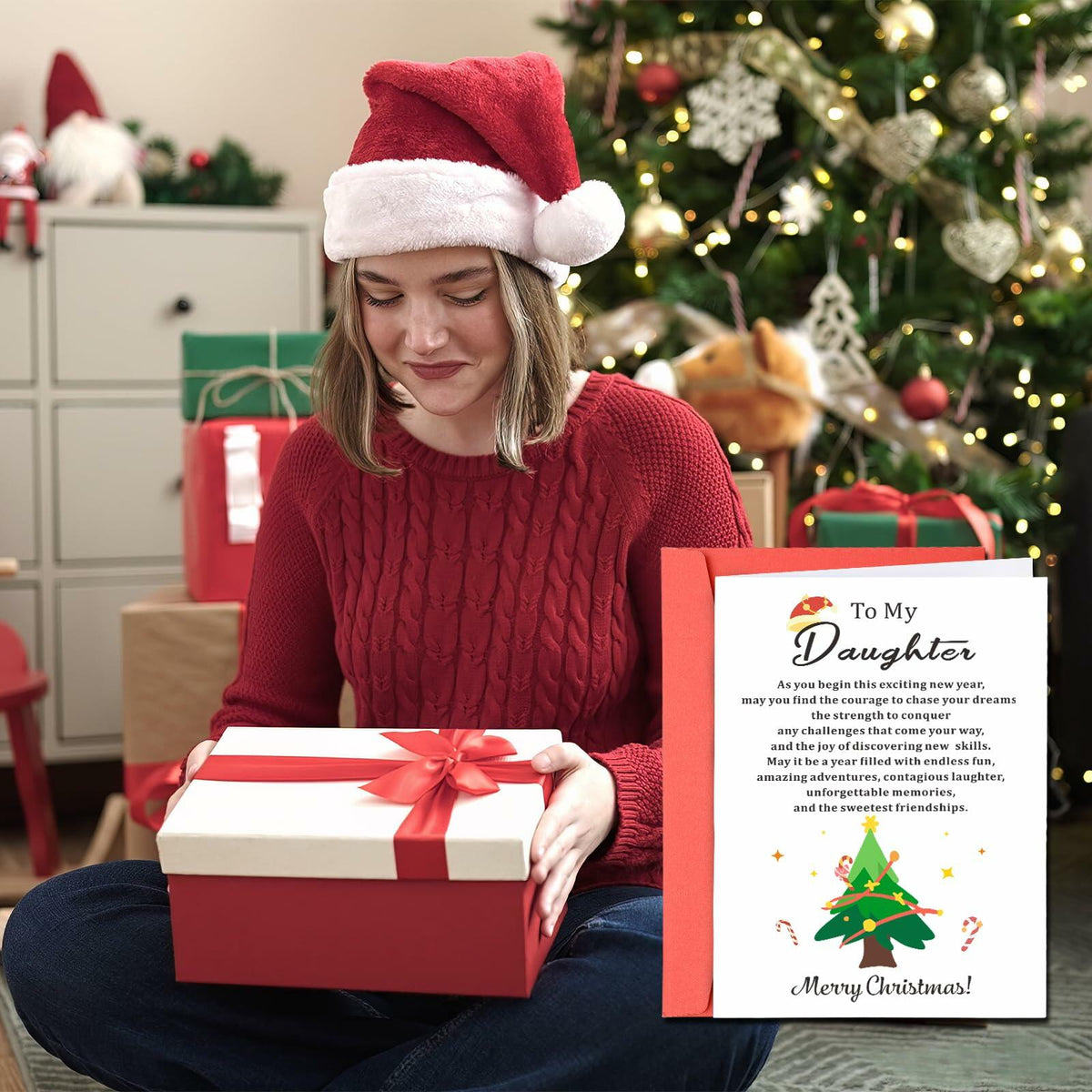 Tarjetas de Navidad sentimentales TI-EDC para hija - Regalos de Feliz Navidad