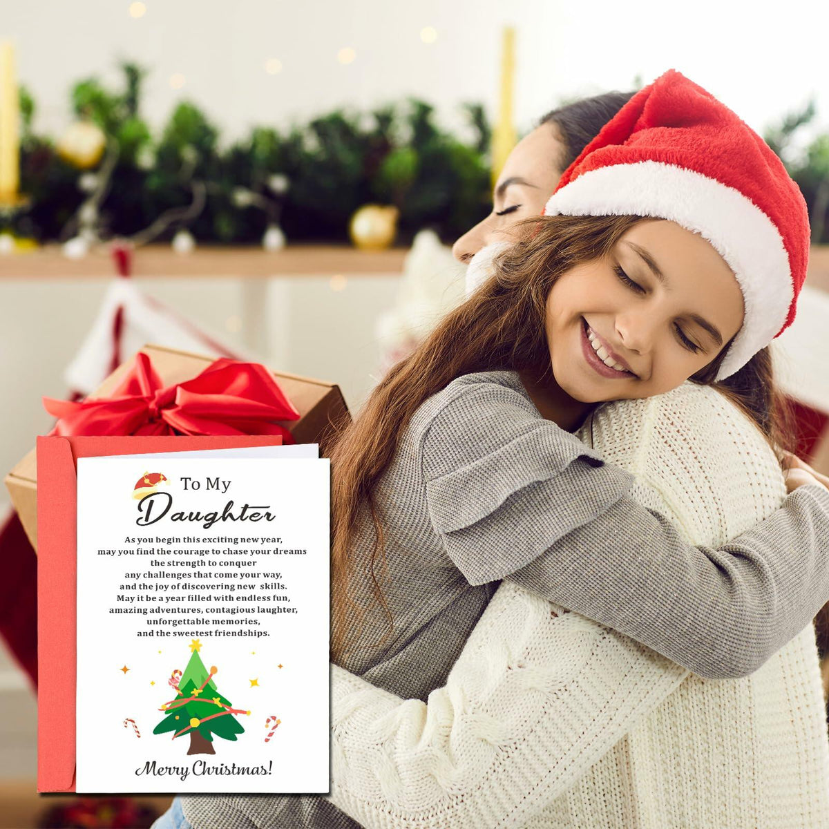 Tarjetas de Navidad sentimentales TI-EDC para hija - Regalos de Feliz Navidad