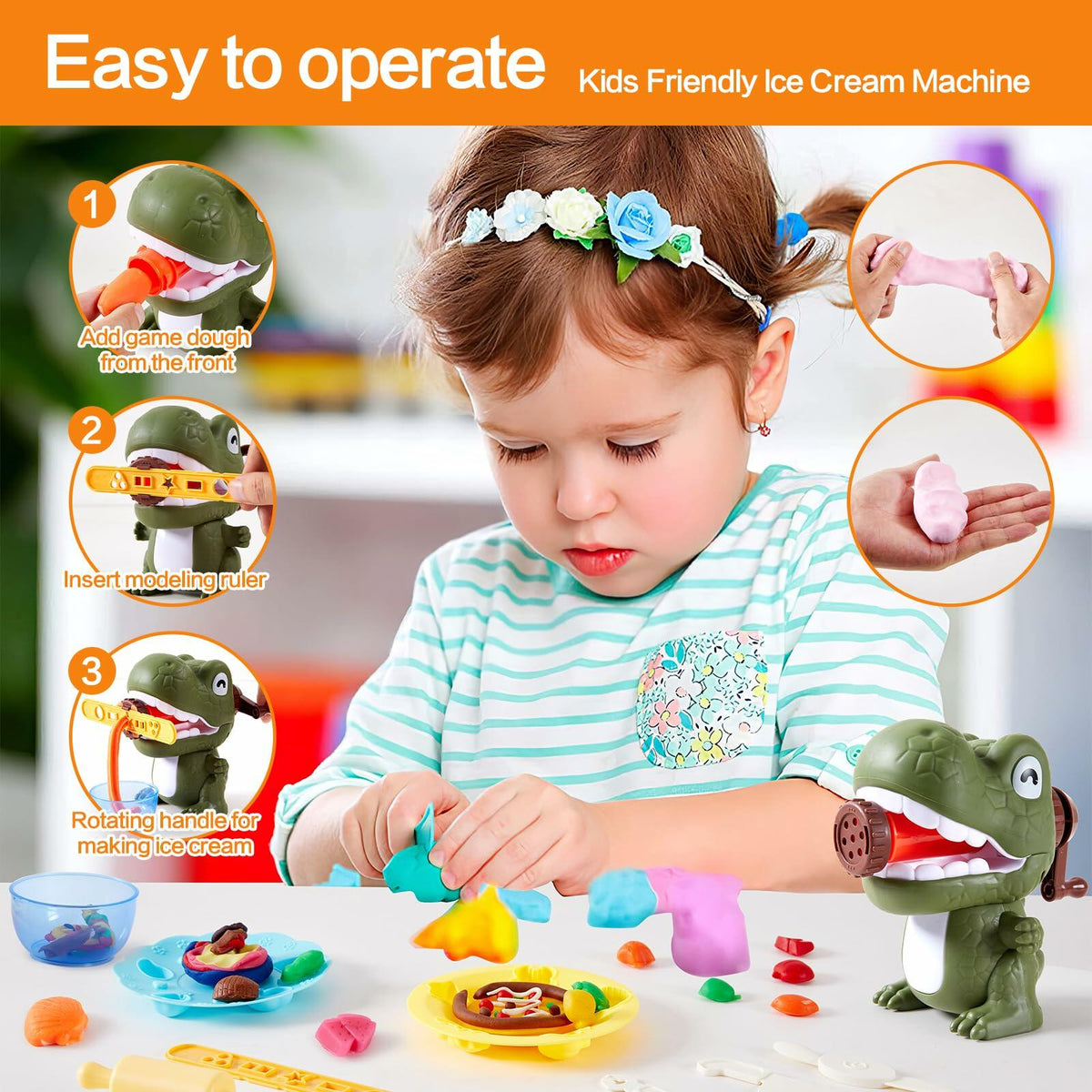 Set de dinosaurios con plastilina, paquete a granel, juguete para hacer fideos, para niños de 4 a 8 años