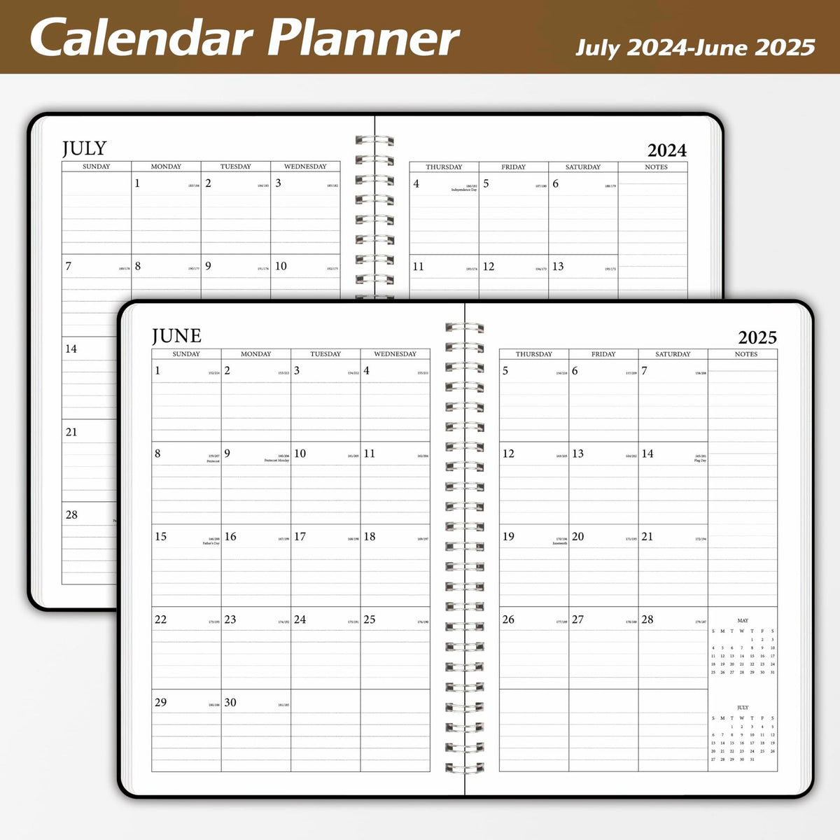 Planificador semanal 2024-2025, organizador mensual académico de 5.7x8.3 pulgadas, calendario