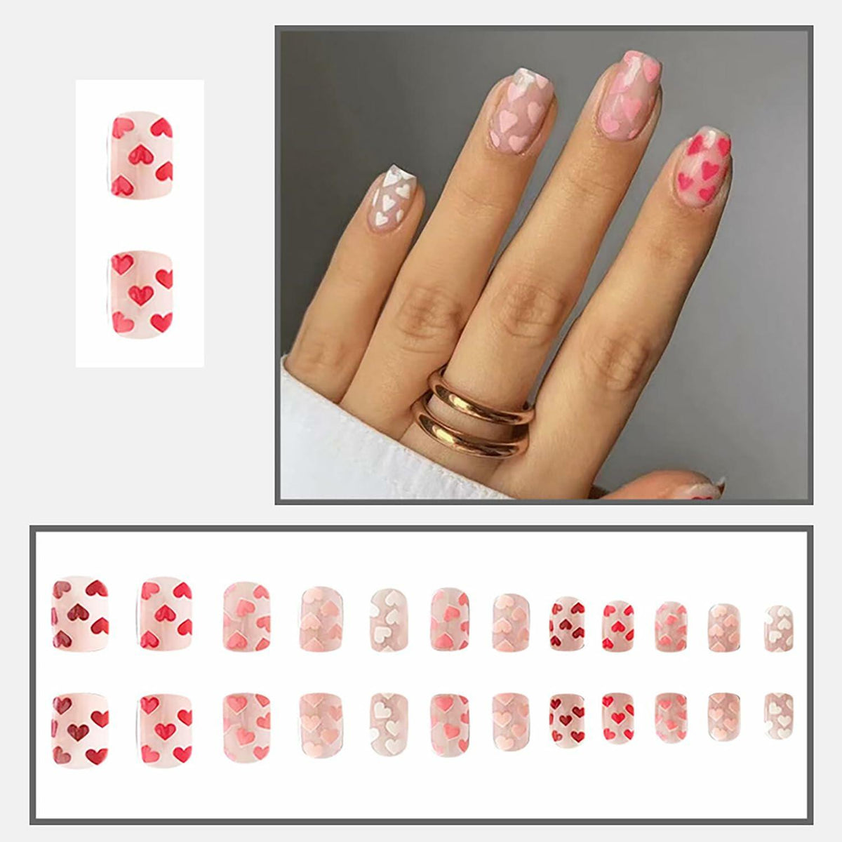 Uñas postizas a presión RIICFDD, cuadradas medianas, diseño francés brillante, 72 piezas