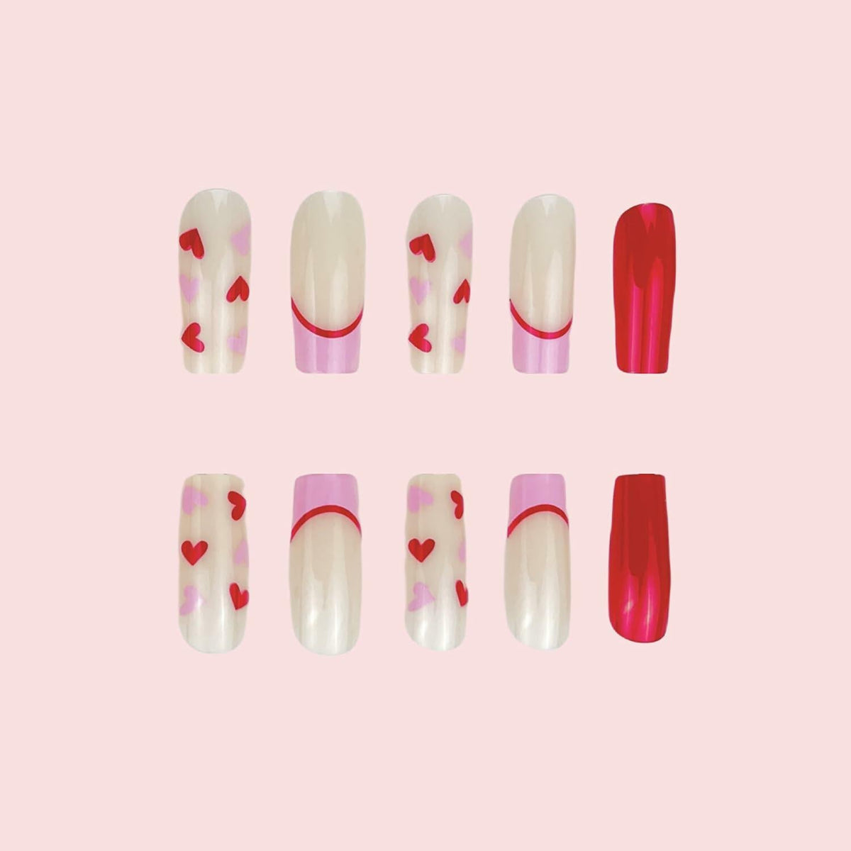 Uñas postizas a presión RIICFDD, cuadradas medianas, diseño francés brillante, 72 piezas