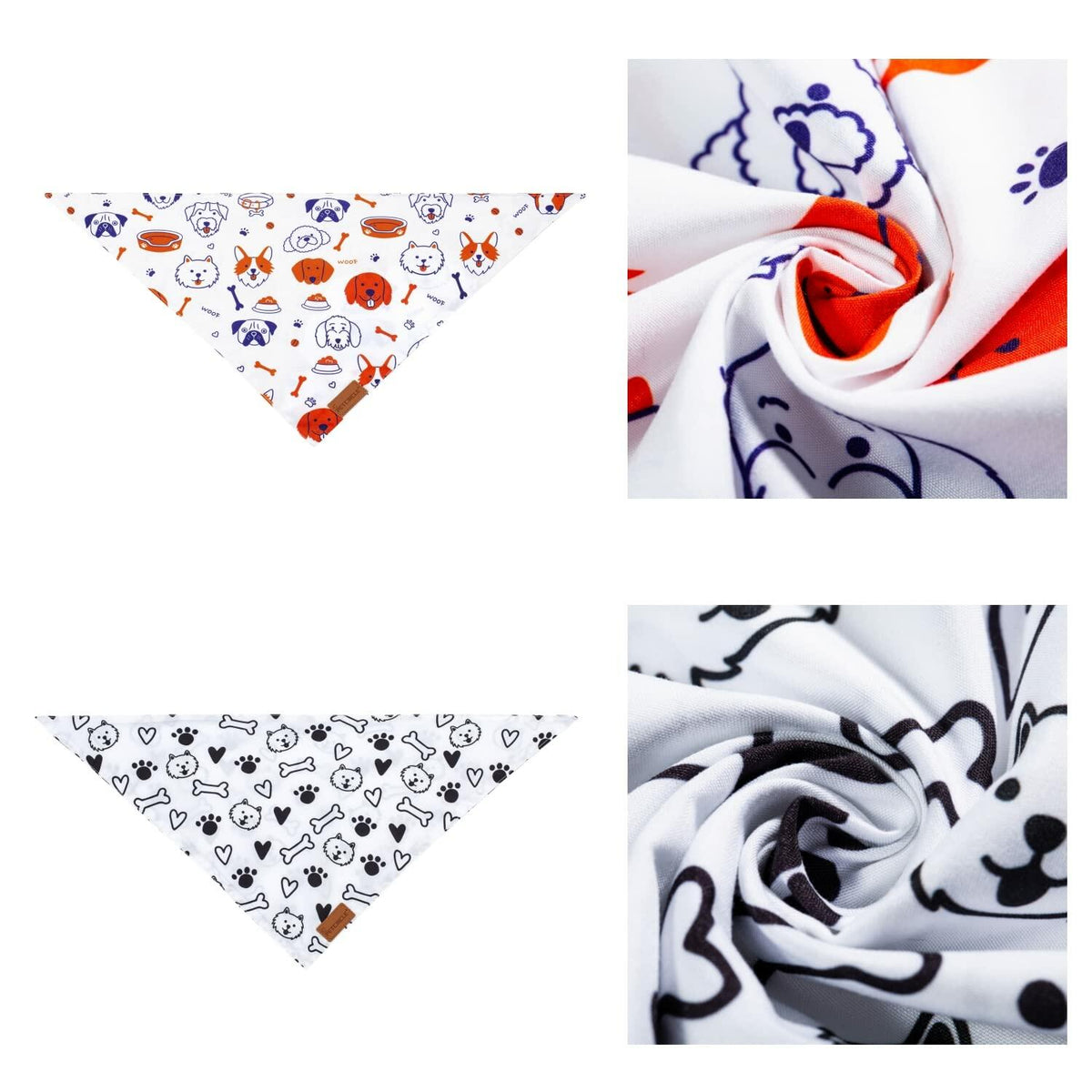 2 Pack Dog Bandanas – White Cute Birthday Pet Scarf for Dogs & Cats, XL