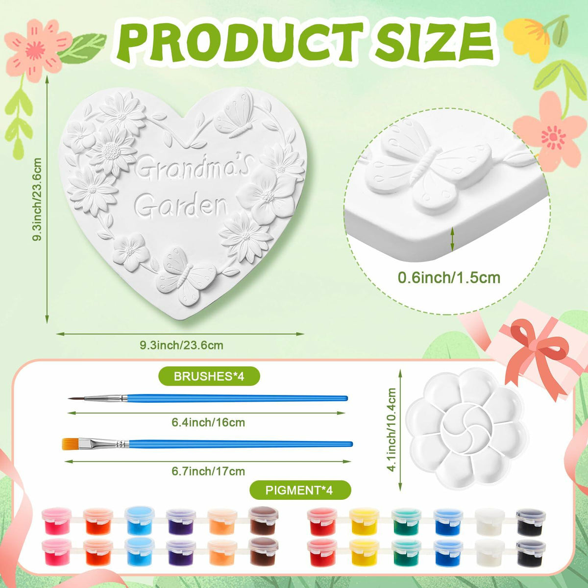 Kit de pintura DIY para piedra de jardín "Juexica Grandma's Garden" de 10.4 pulgadas