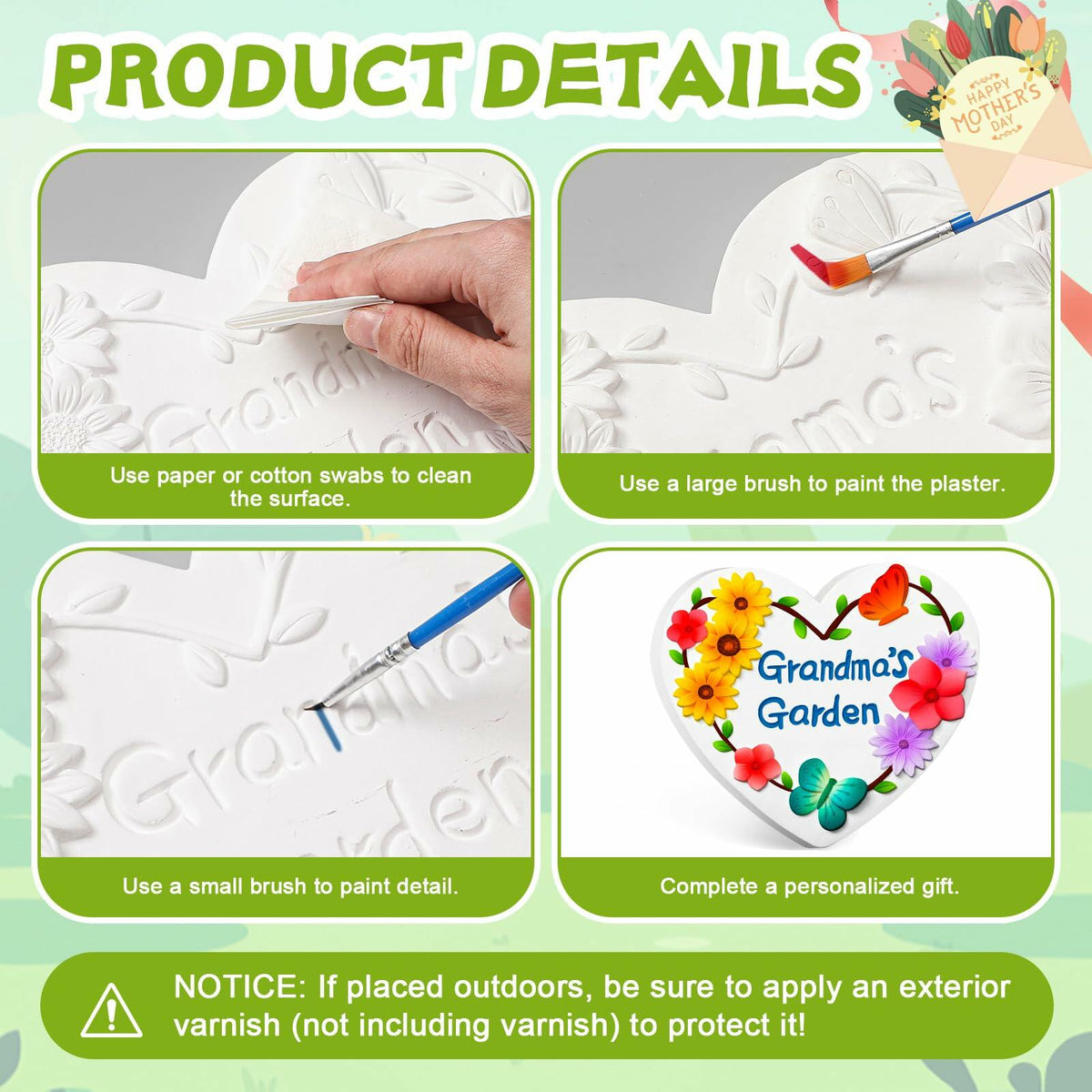 Kit de pintura DIY para piedra de jardín "Juexica Grandma's Garden" de 10.4 pulgadas