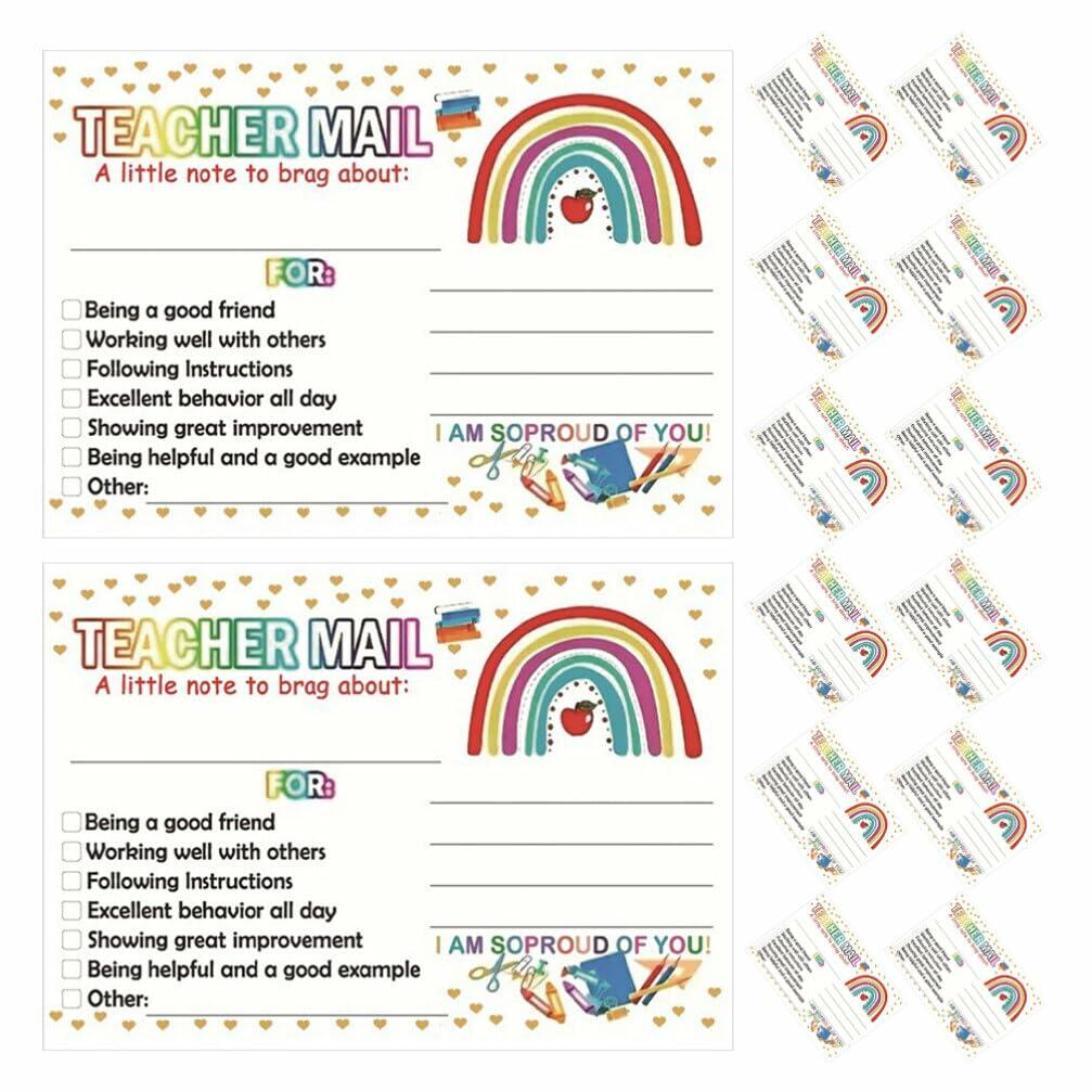 NUOBESTY 50 tarjetas postales de incentivo de comportamiento para el aula arcoíris para profesores