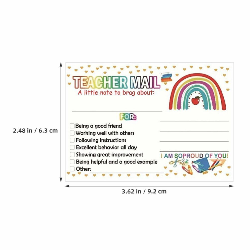 NUOBESTY 50 tarjetas postales de incentivo de comportamiento para el aula arcoíris para profesores