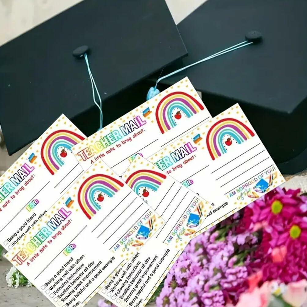 NUOBESTY 50 tarjetas postales de incentivo de comportamiento para el aula arcoíris para profesores