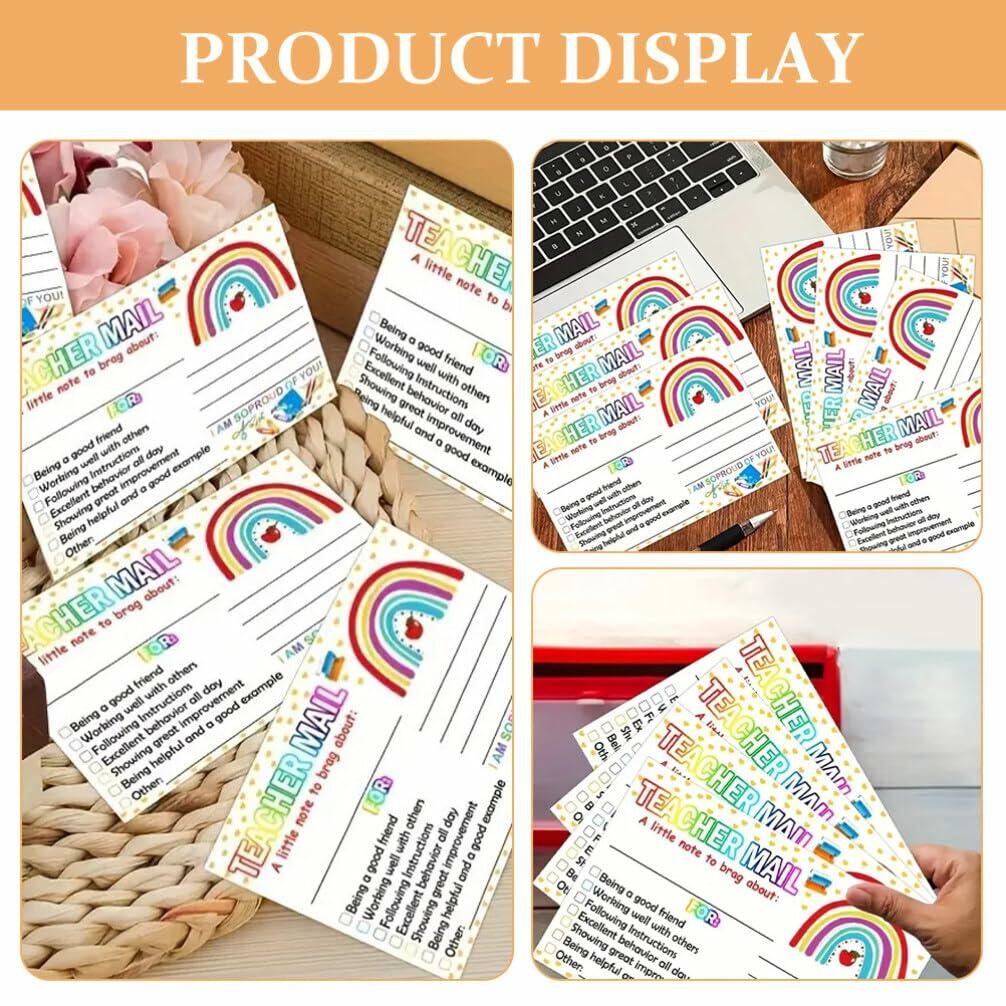 NUOBESTY 50 tarjetas postales de incentivo de comportamiento para el aula arcoíris para profesores