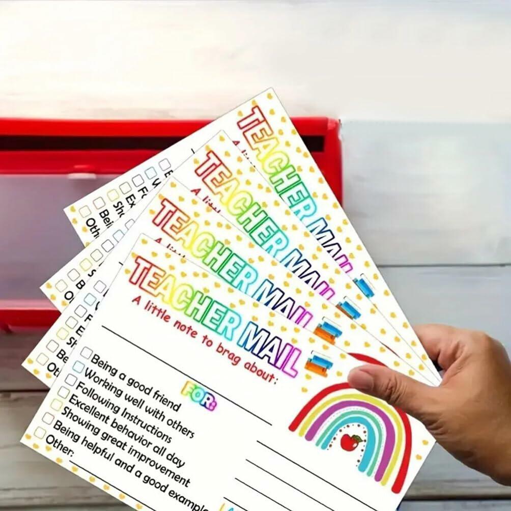 NUOBESTY 50 tarjetas postales de incentivo de comportamiento para el aula arcoíris para profesores