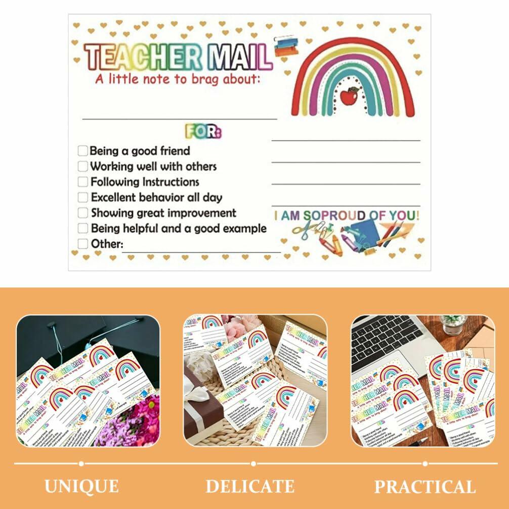 NUOBESTY 50 tarjetas postales de incentivo de comportamiento para el aula arcoíris para profesores