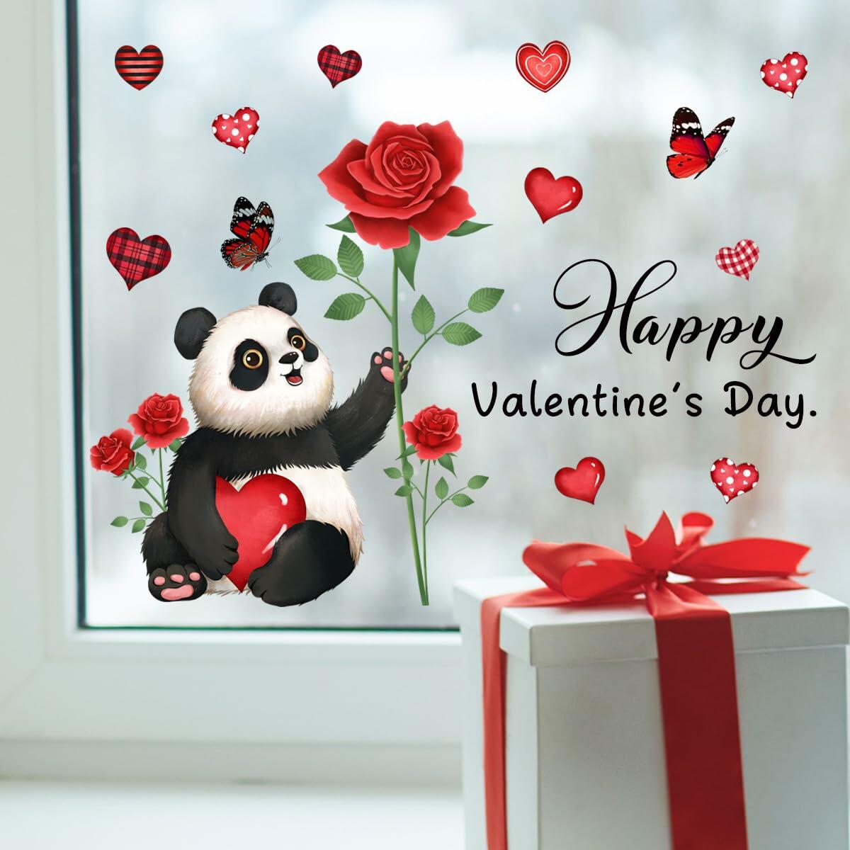 Pegatinas y adhesivos de corazones para ventanas de San Valentín, color rosa, 1 hoja