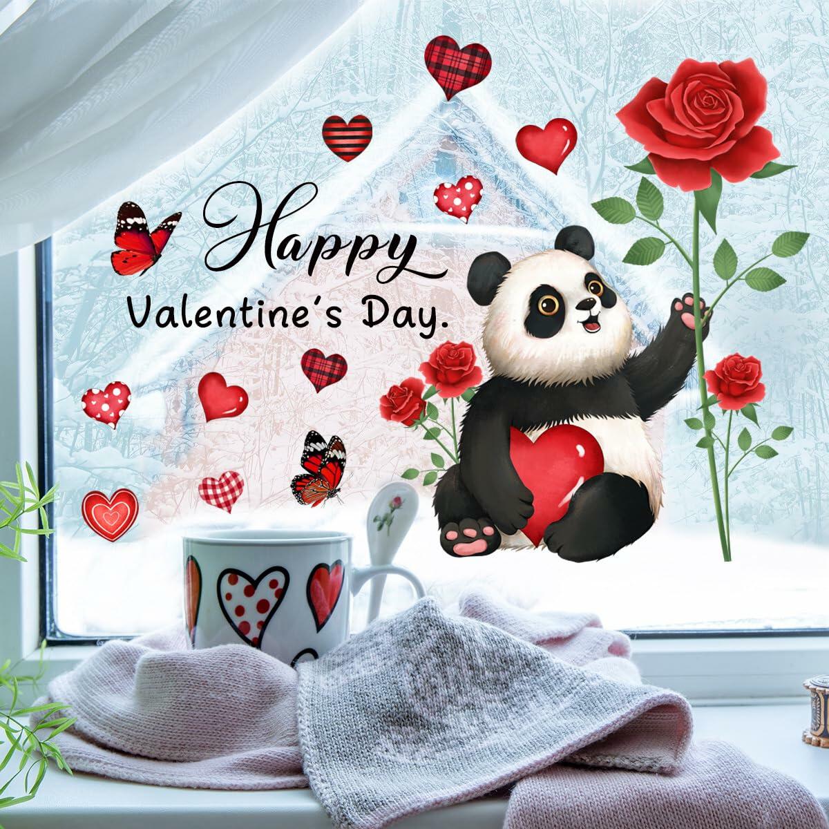 Pegatinas y adhesivos de corazones para ventanas de San Valentín, color rosa, 1 hoja