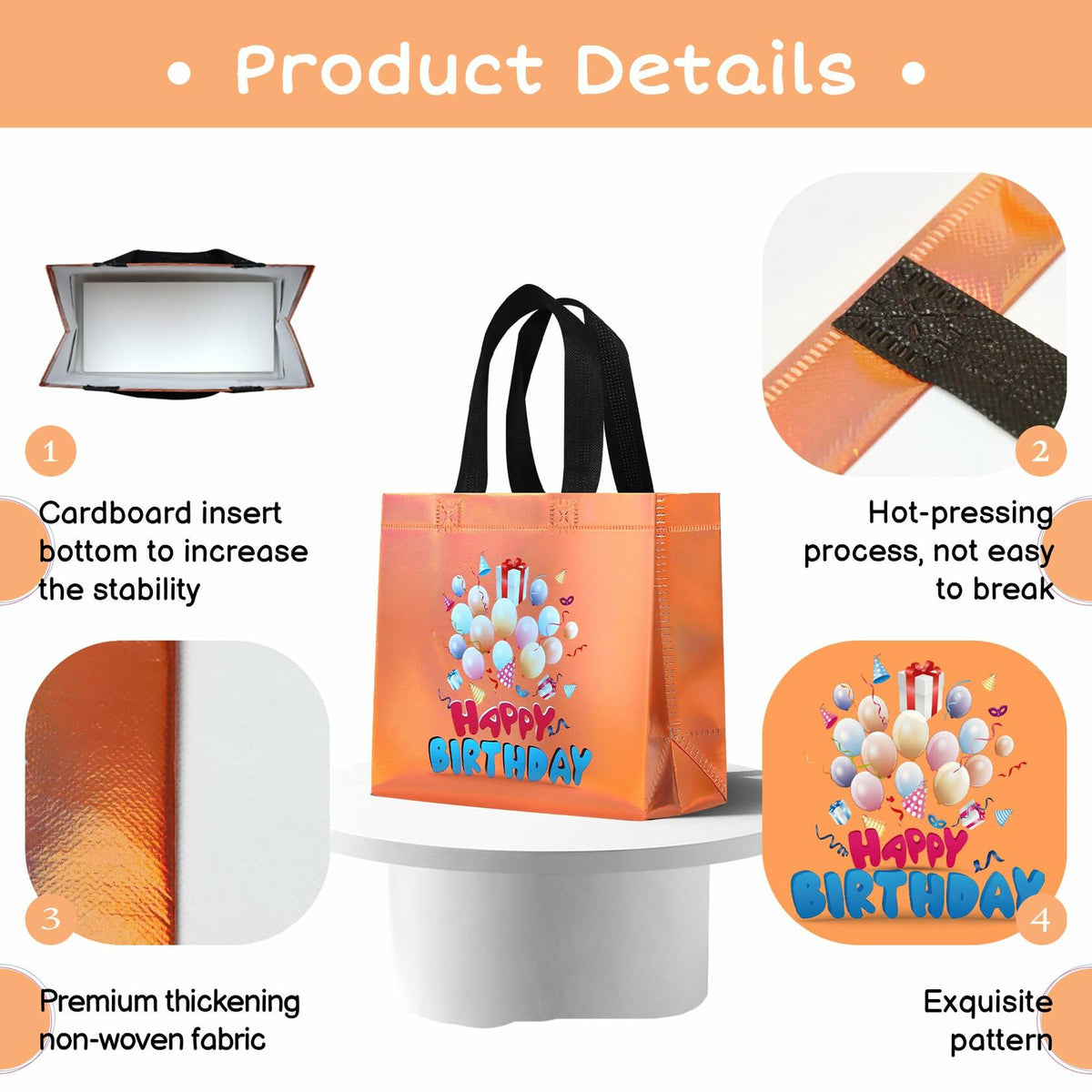 Bolsas de regalo de cumpleaños cabzymx con asas, diseño de globos amarillos, 18 unidades, pequeñas