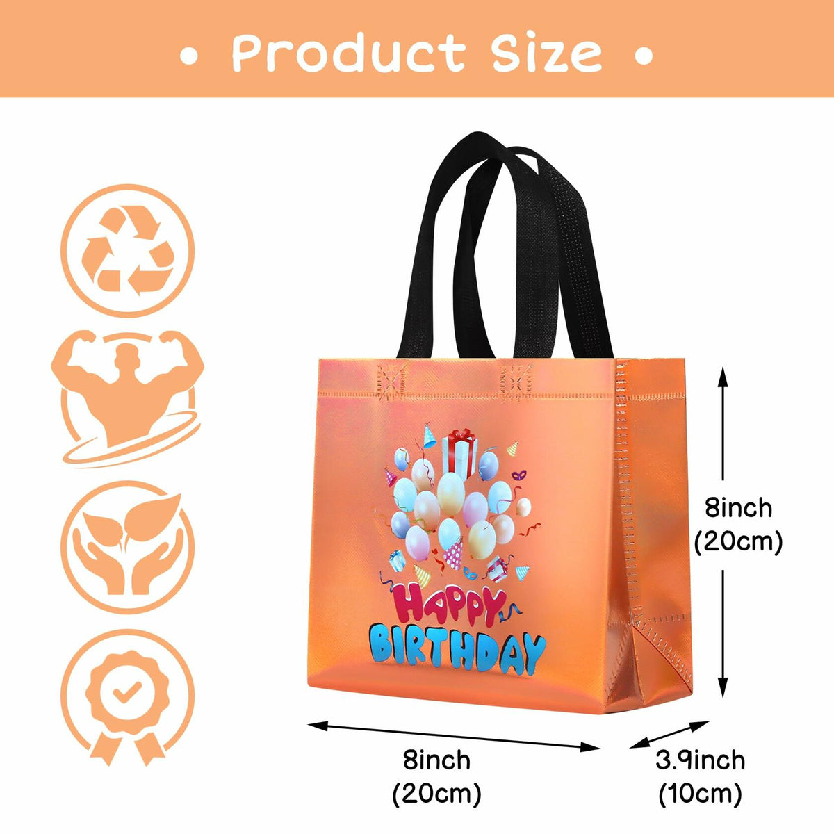 Bolsas de regalo de cumpleaños cabzymx con asas, diseño de globos amarillos, 18 unidades, pequeñas