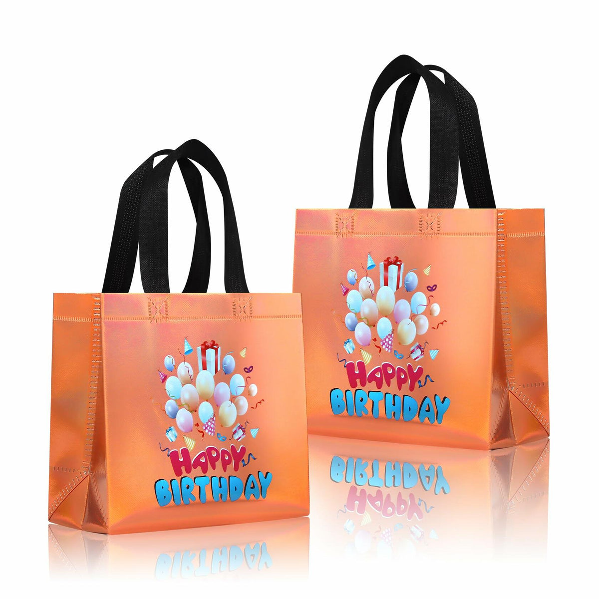 Bolsas de regalo de cumpleaños cabzymx con asas, diseño de globos amarillos, 18 unidades, pequeñas