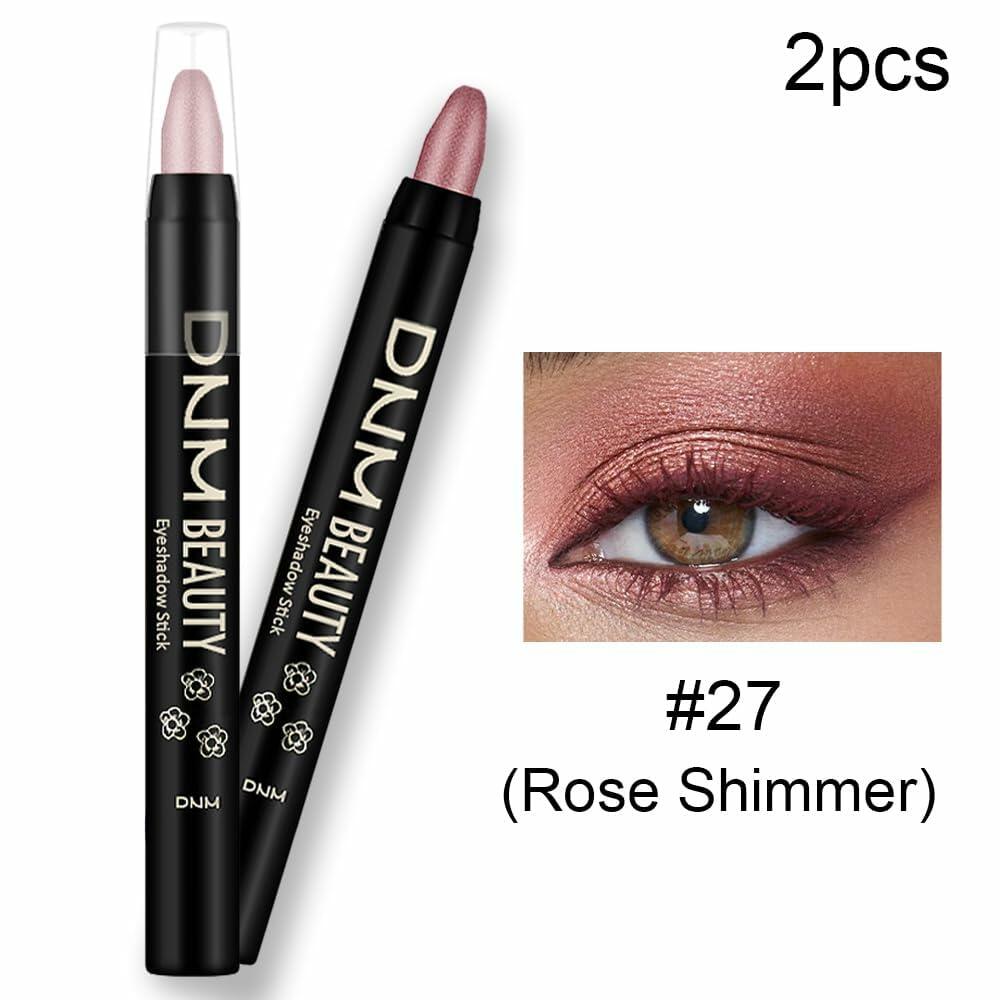 evpct Set de 2 sombras de ojos en barra, cremosas e impermeables, tono rosa brillante y mate 27+27